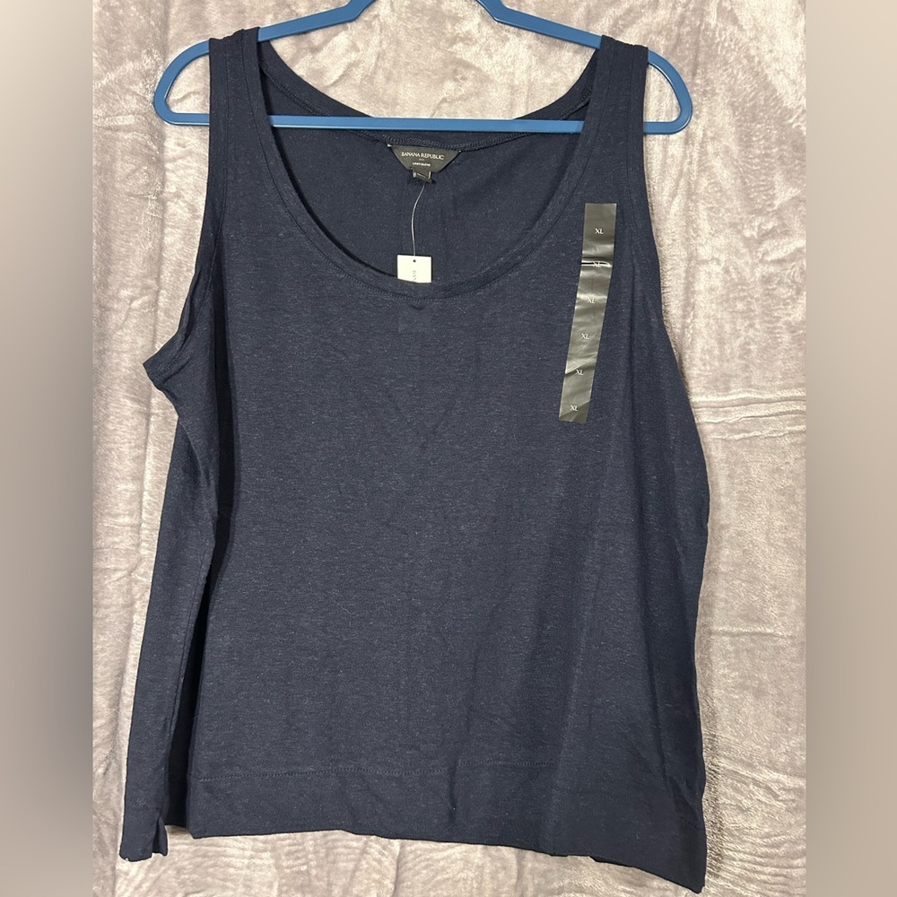 Banana Republic Linen Blend Tank Navy Blue Women’s size XL